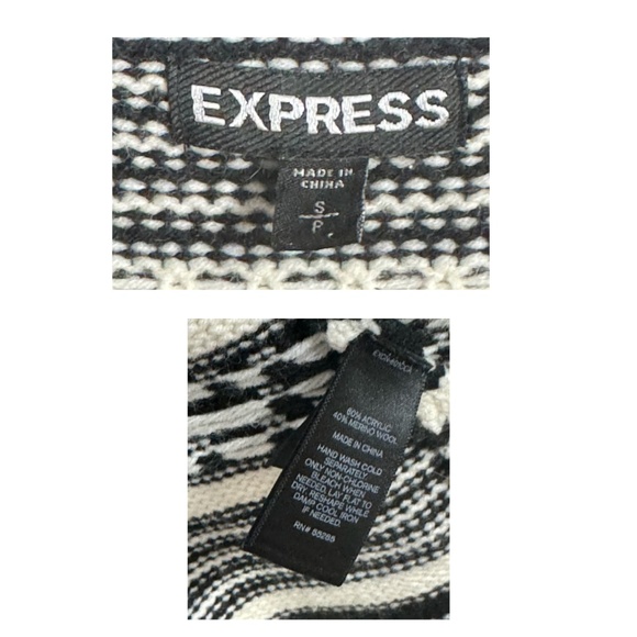 Express Merino Wool Sz: S/P Snowflake Cardigan Waterfall Open-Front Sweater - Picture 3 of 6